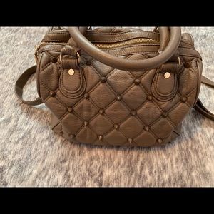 Deux Lux Taupe Studded Quilted Satchel